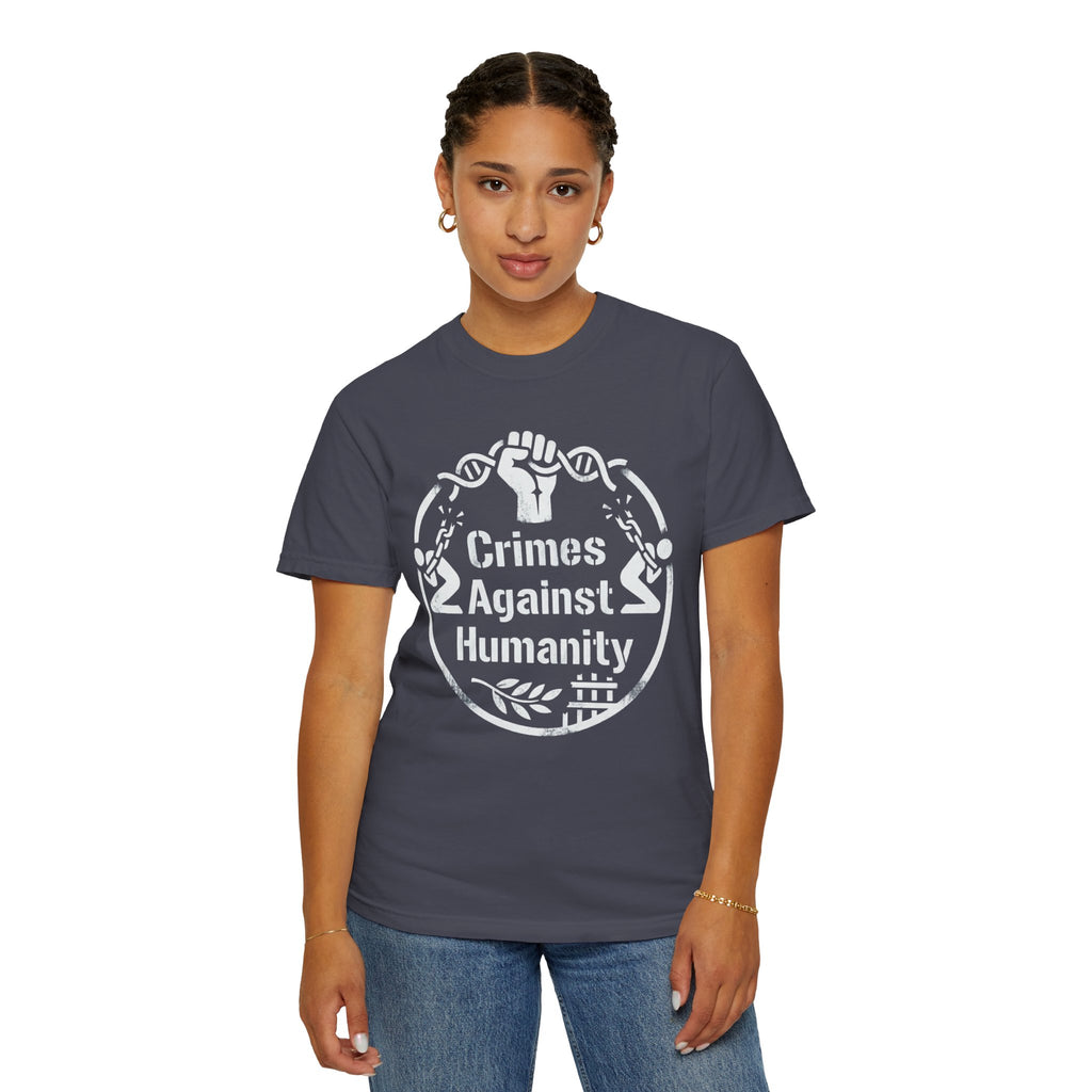 "Crimes Against Humanity" Unisex Garment-Dyed Tee
