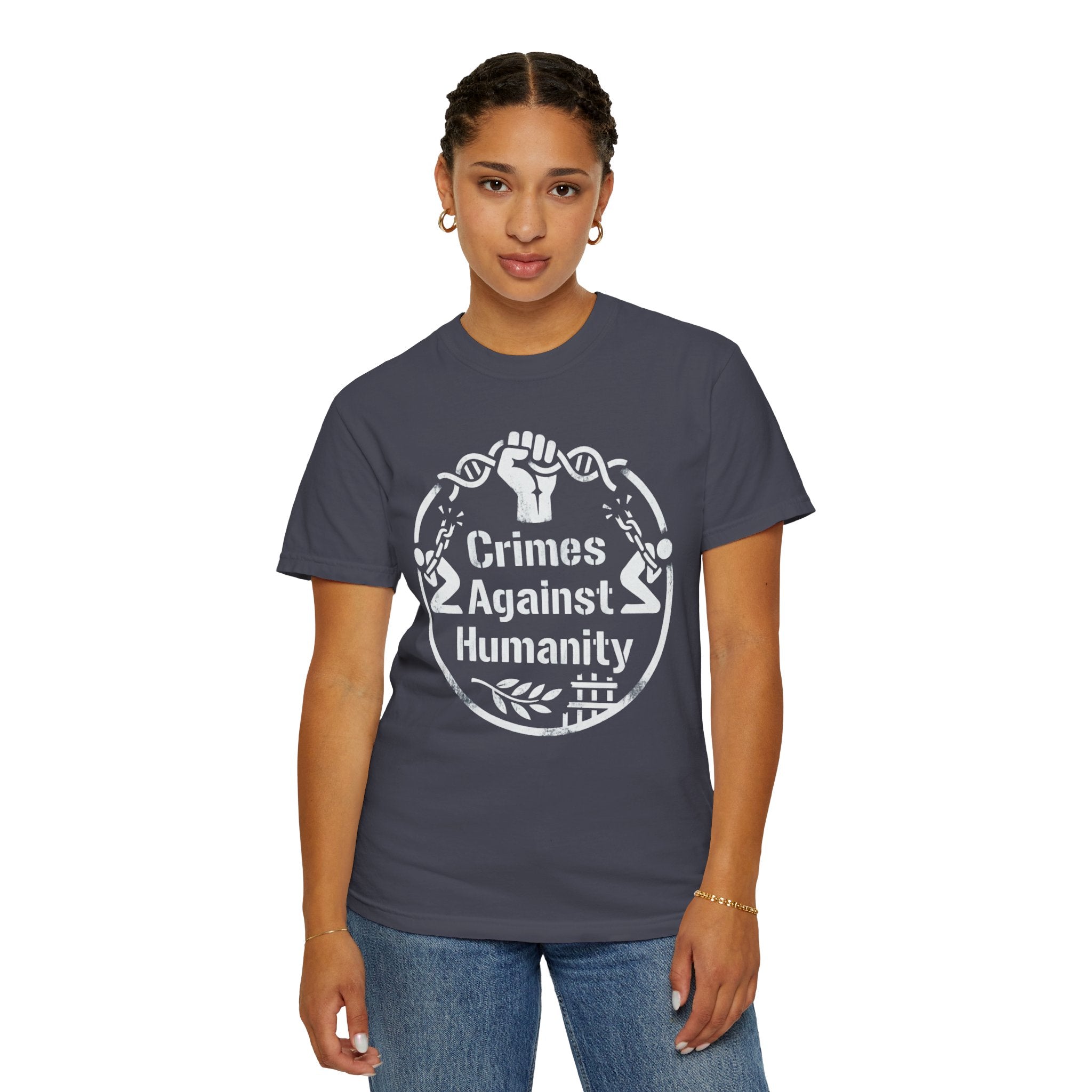 "Crimes Against Humanity" Unisex Garment-Dyed Tee