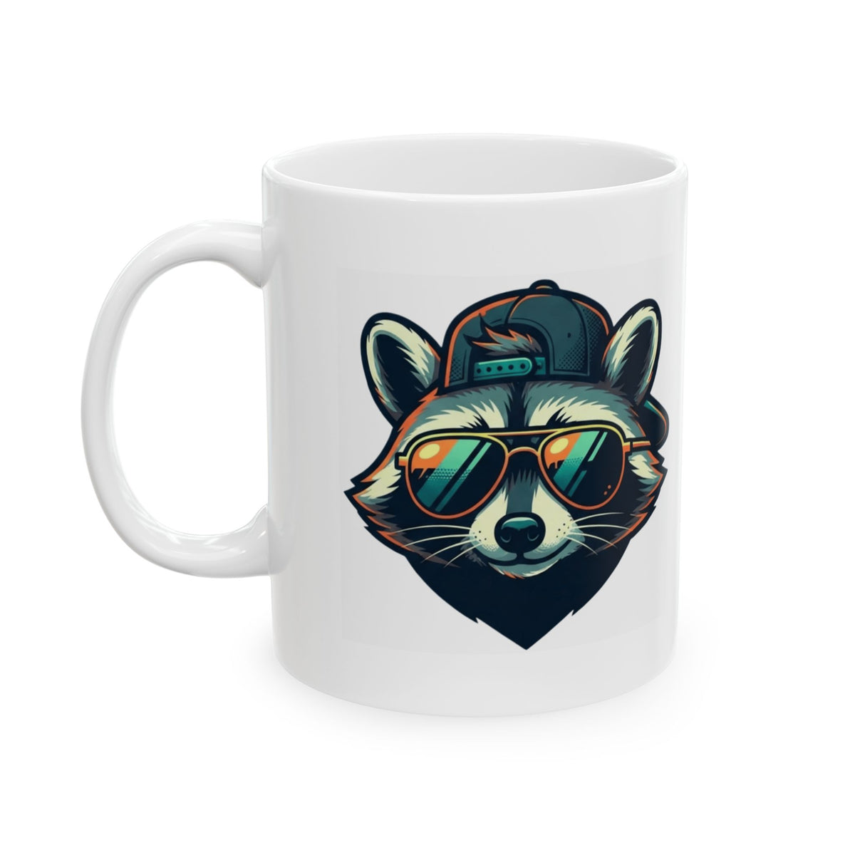 "Raccoon Energy" White Ceramic Mug — Graphic