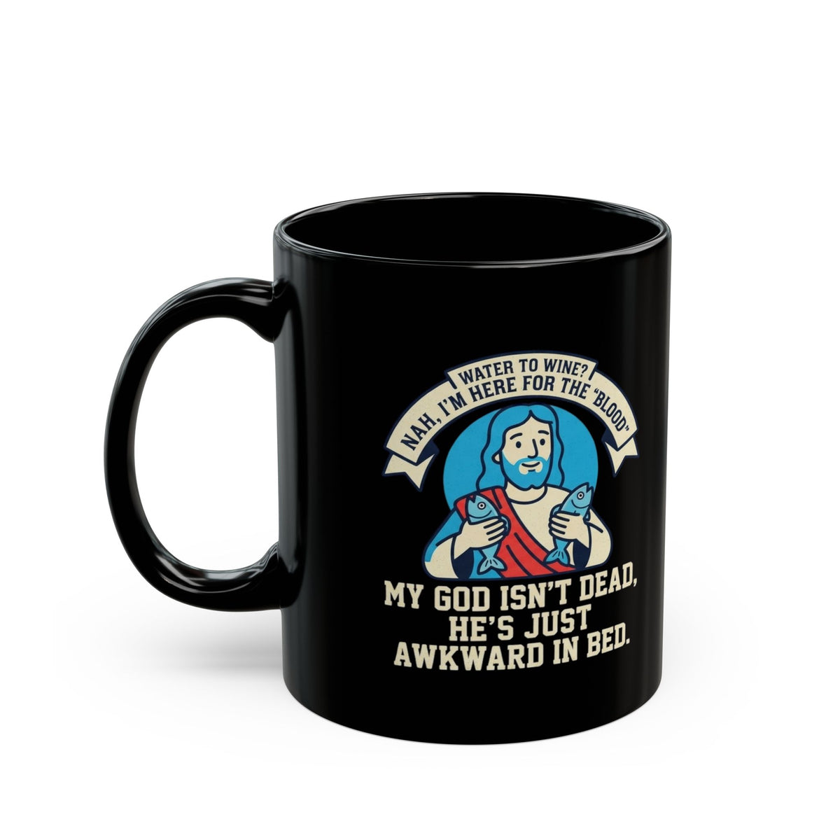 "Good Book Series Not Dead Awkward In Bed" Black Ceramic Mug