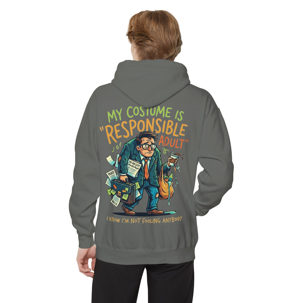 Color: Grey | Responsible Adult Costume Garment-Dyed Hoodie