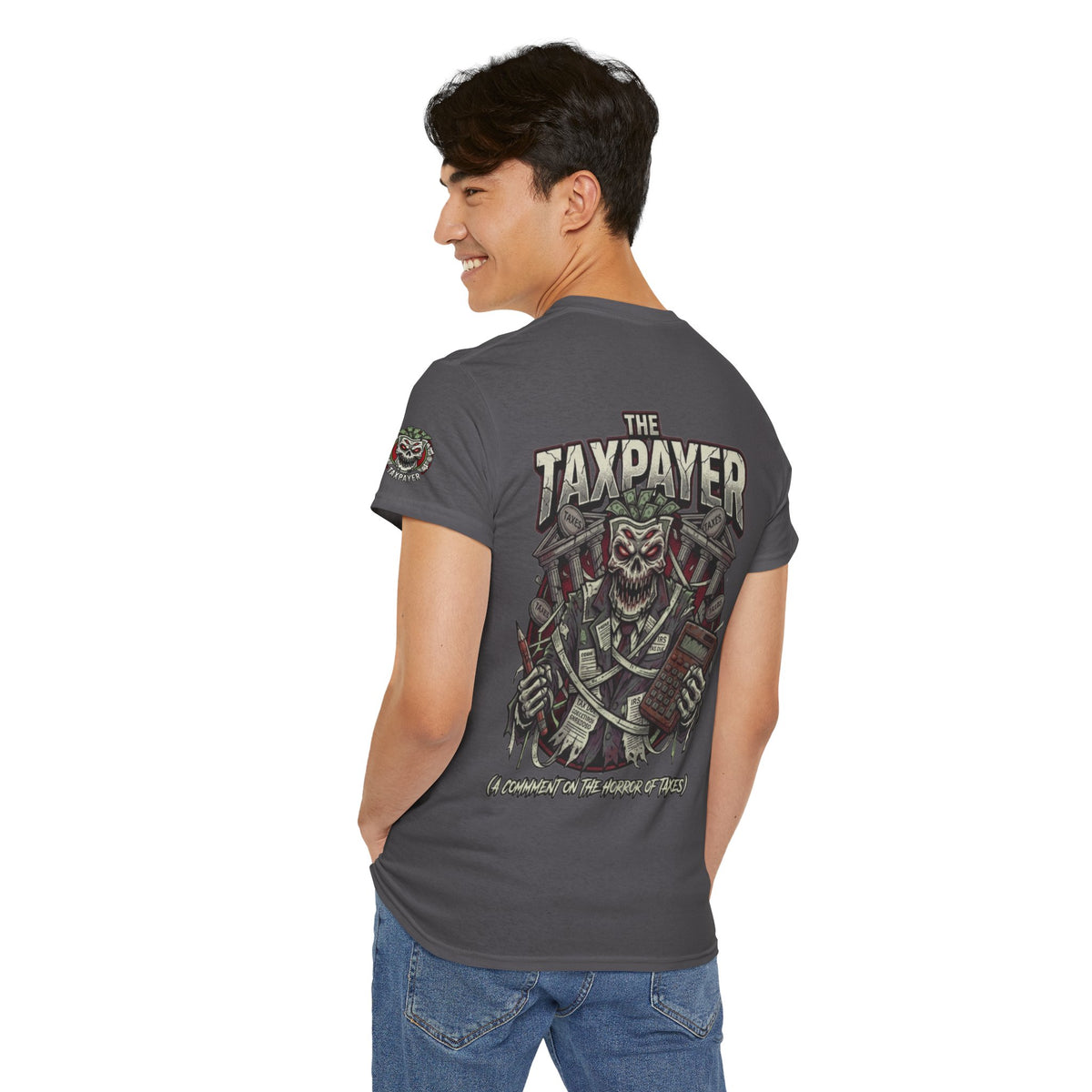 Color: Charcoal | Horror of Taxes Premium Graphic Tee