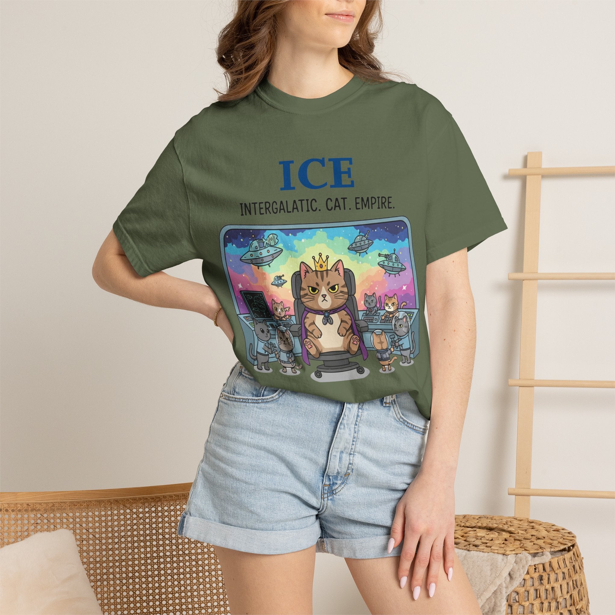 "ICE (Intergalactic Cat Empire)" Unisex Garment-Dyed T-shirt