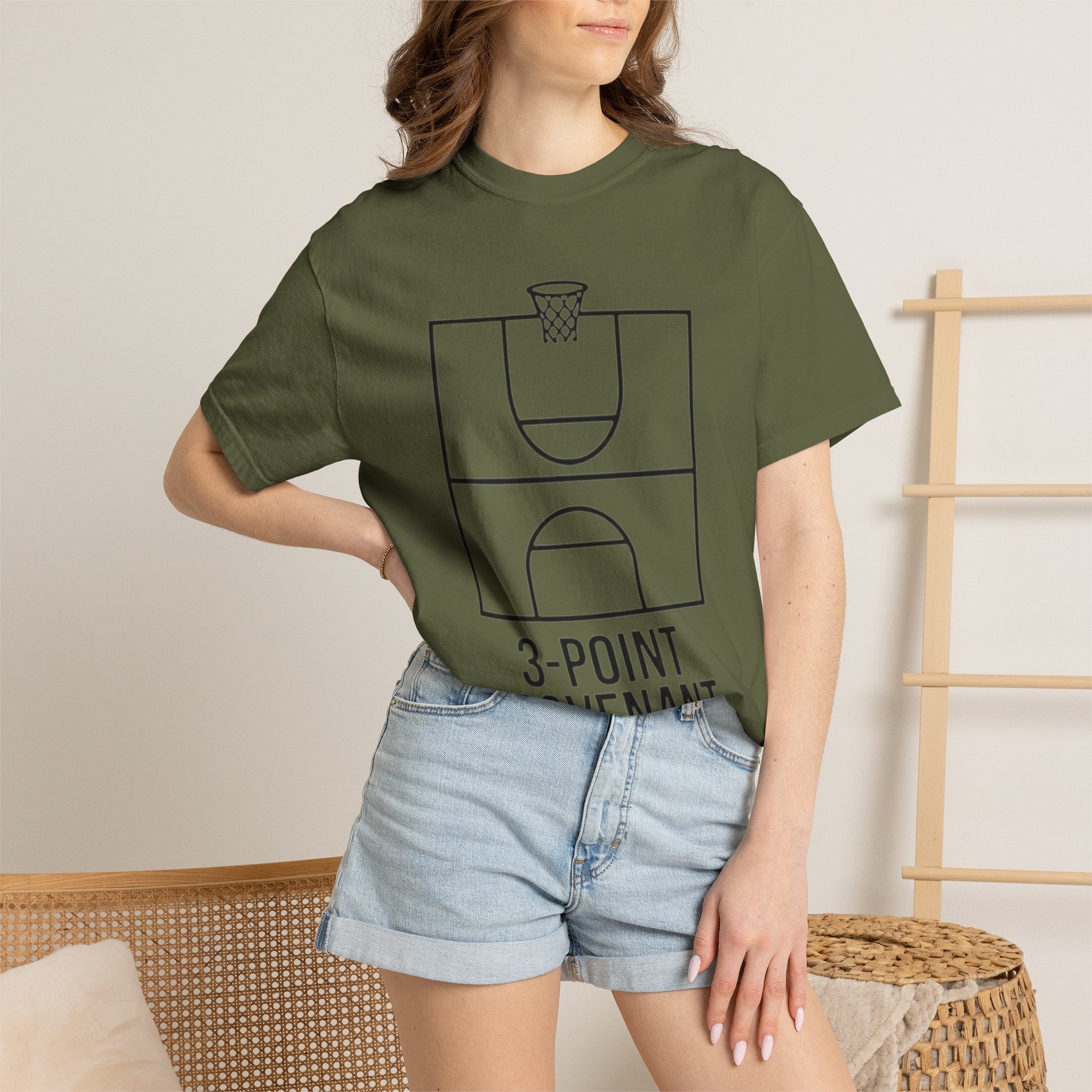 “3‑Point Covenant: Faith, Family, Free Throws" Unisex Garment-Dyed T-shirt