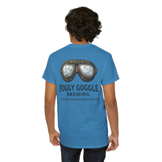 Color: Heather Sapphire | Foggy Goggle Brewing Premium Graphic Tee