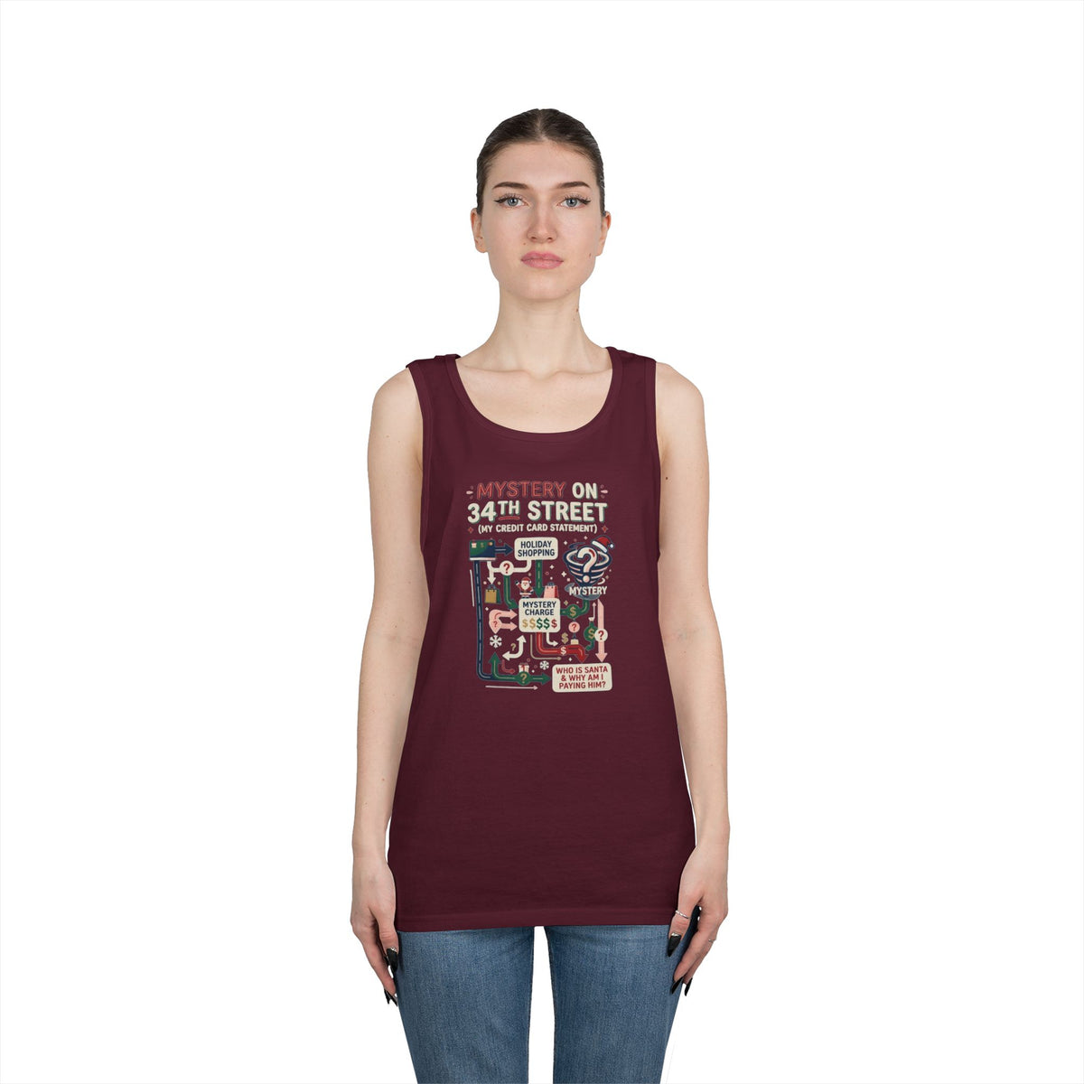 Color: Maroon | Mystery On 34th Street Tank Top