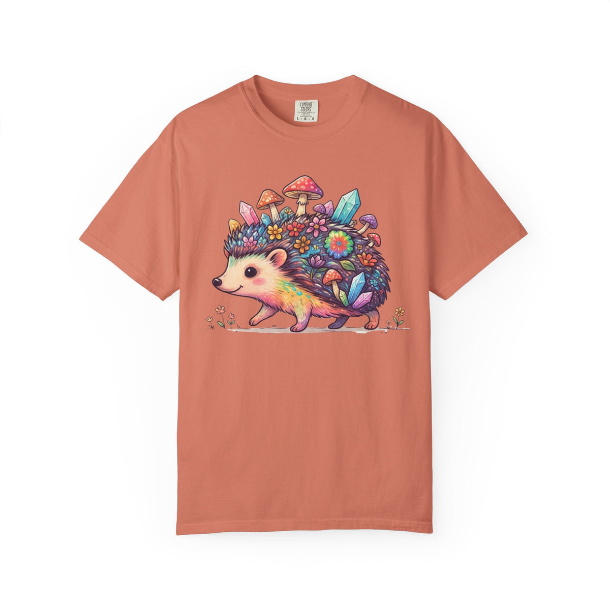 Color: Terracotta | Hippy Hedgehog Unisex Garment-Dyed Tee