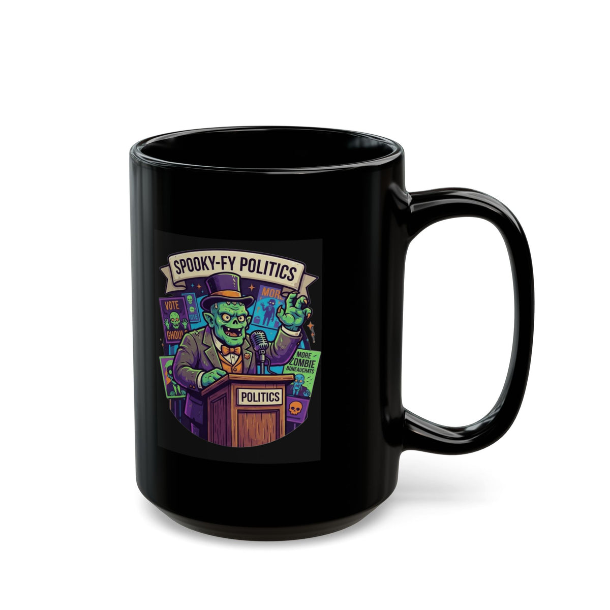 "Spooky-Fy Politics" Black Ceramic Mug