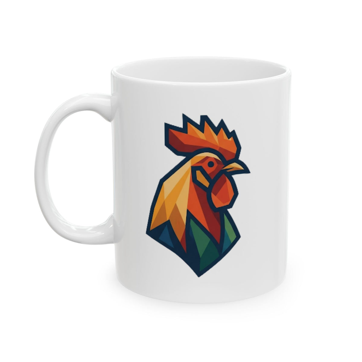 "Barnyard Rooster" White Ceramic Mug — Graphic