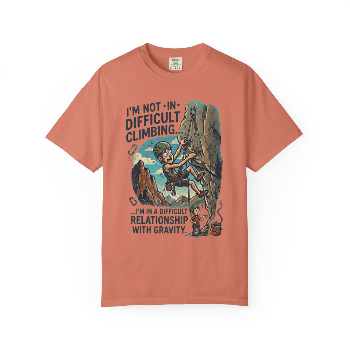 Color: Terracotta | Difficult Climbing Unisex Garment-Dyed Tee
