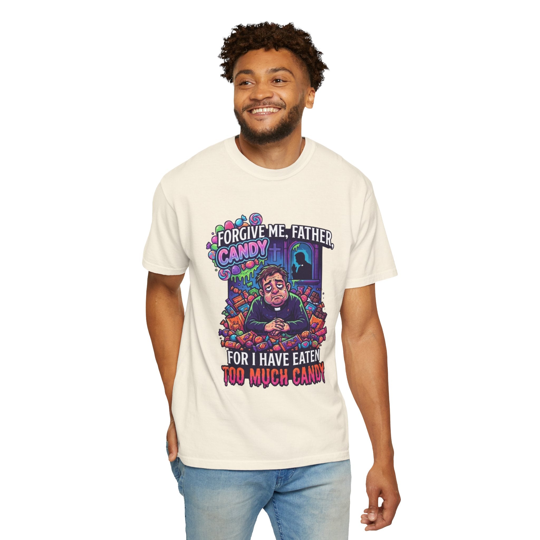 "Forgive Me Father Too Much Candy" Unisex Garment-Dyed Tee