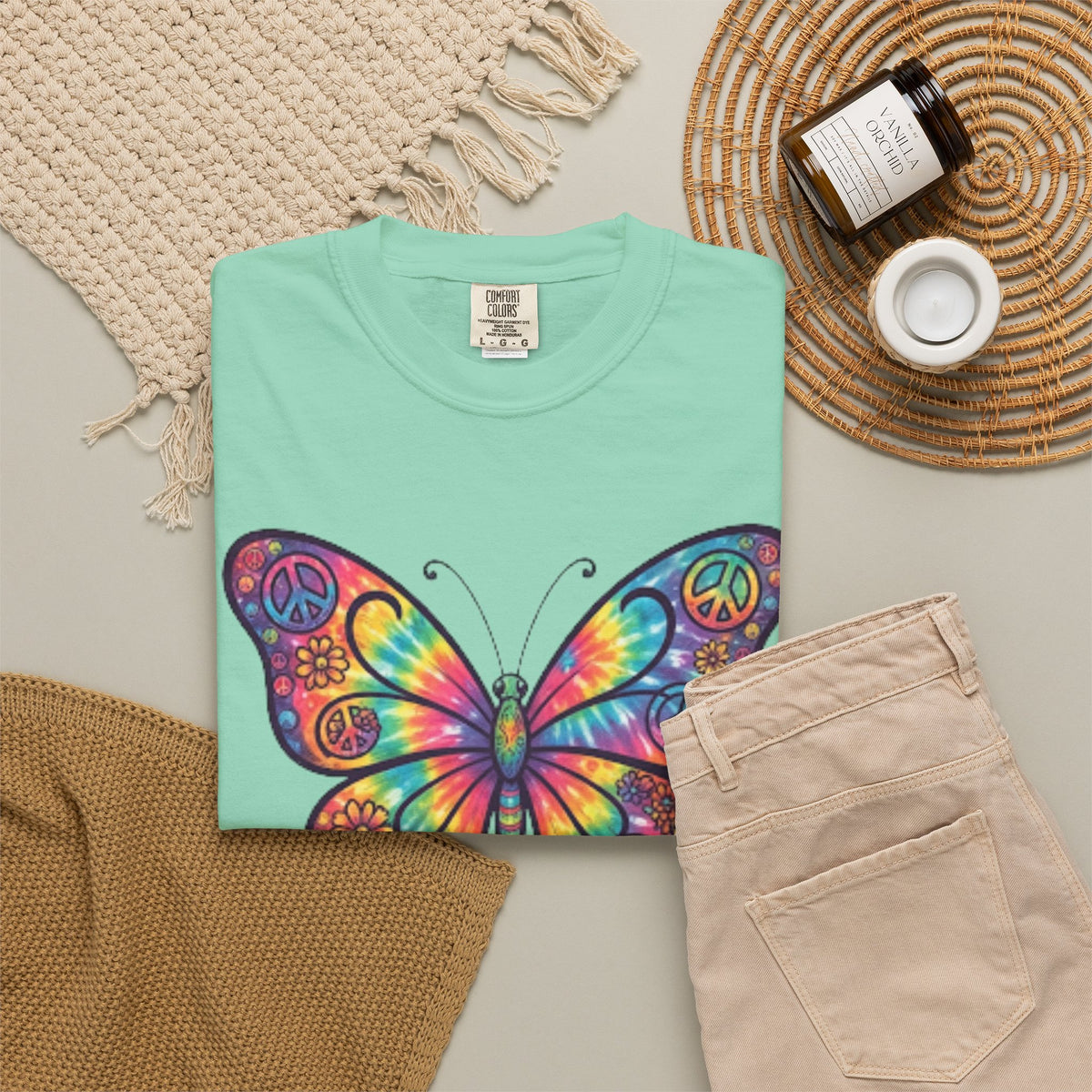 "Hippy Butterfly" Unisex Garment-Dyed Tee