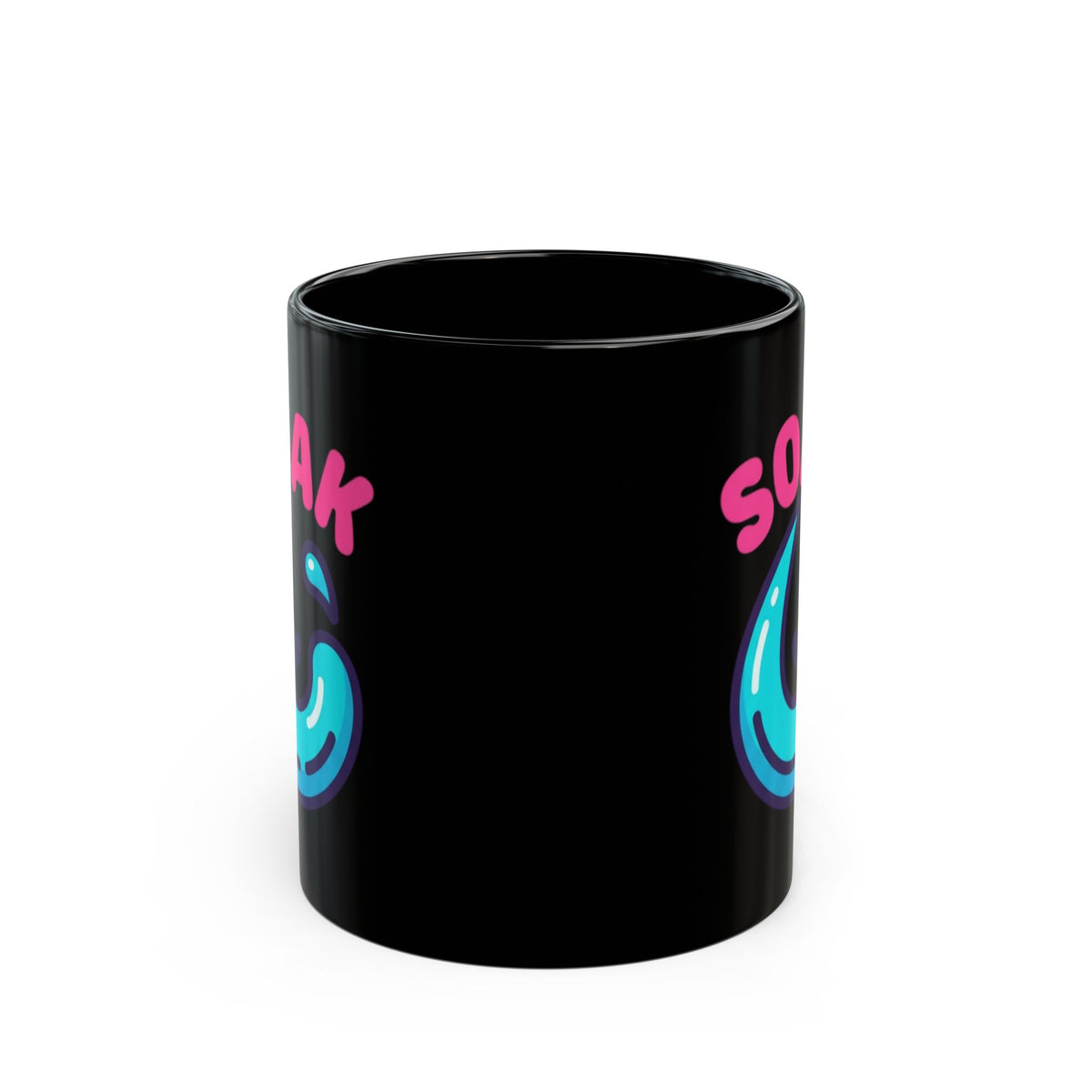 "Soaking Makes Me Wet" Black Ceramic Mug — Graphic