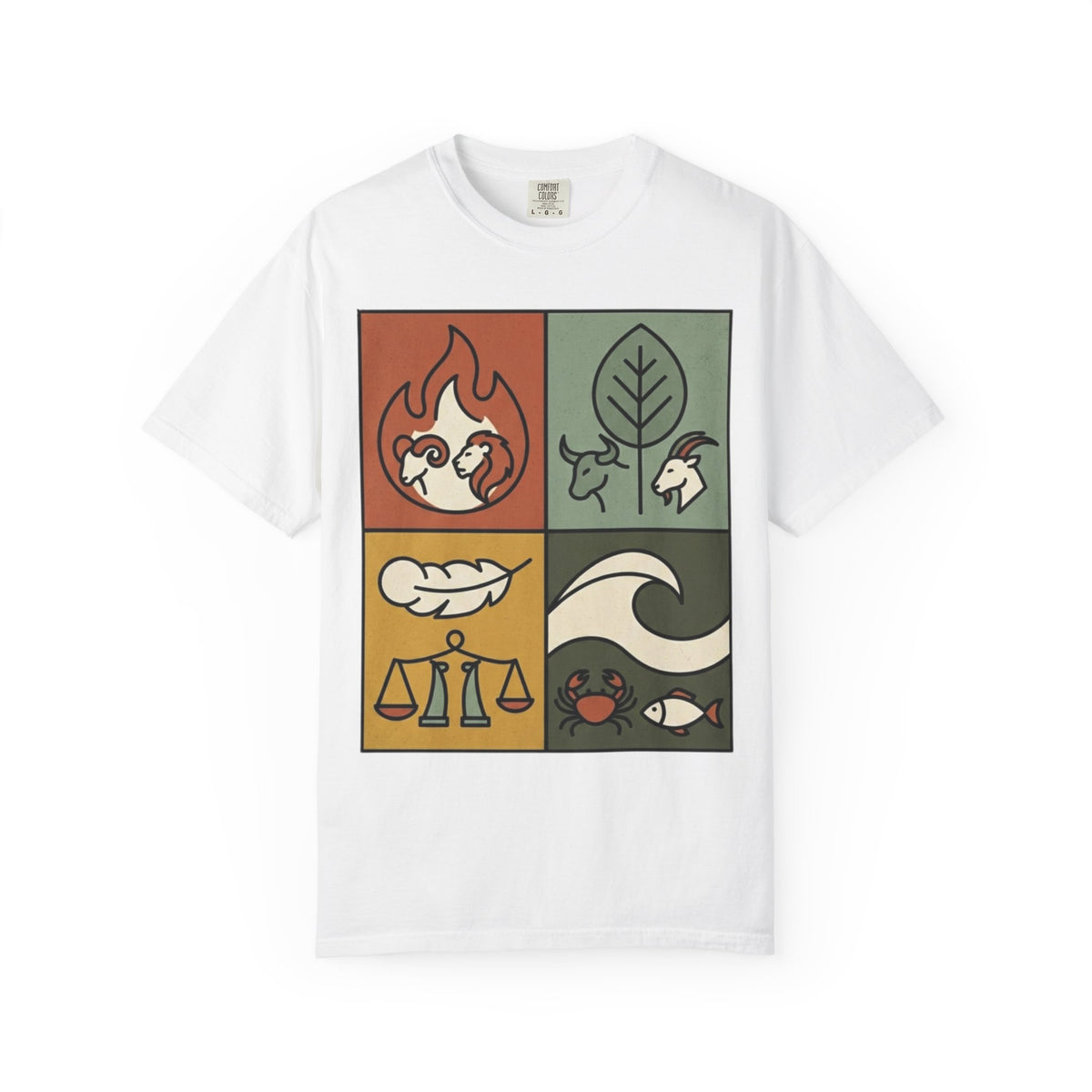 "Four Elements- Fire, Earth, Air, Water" Unisex Garment-Dyed Tee