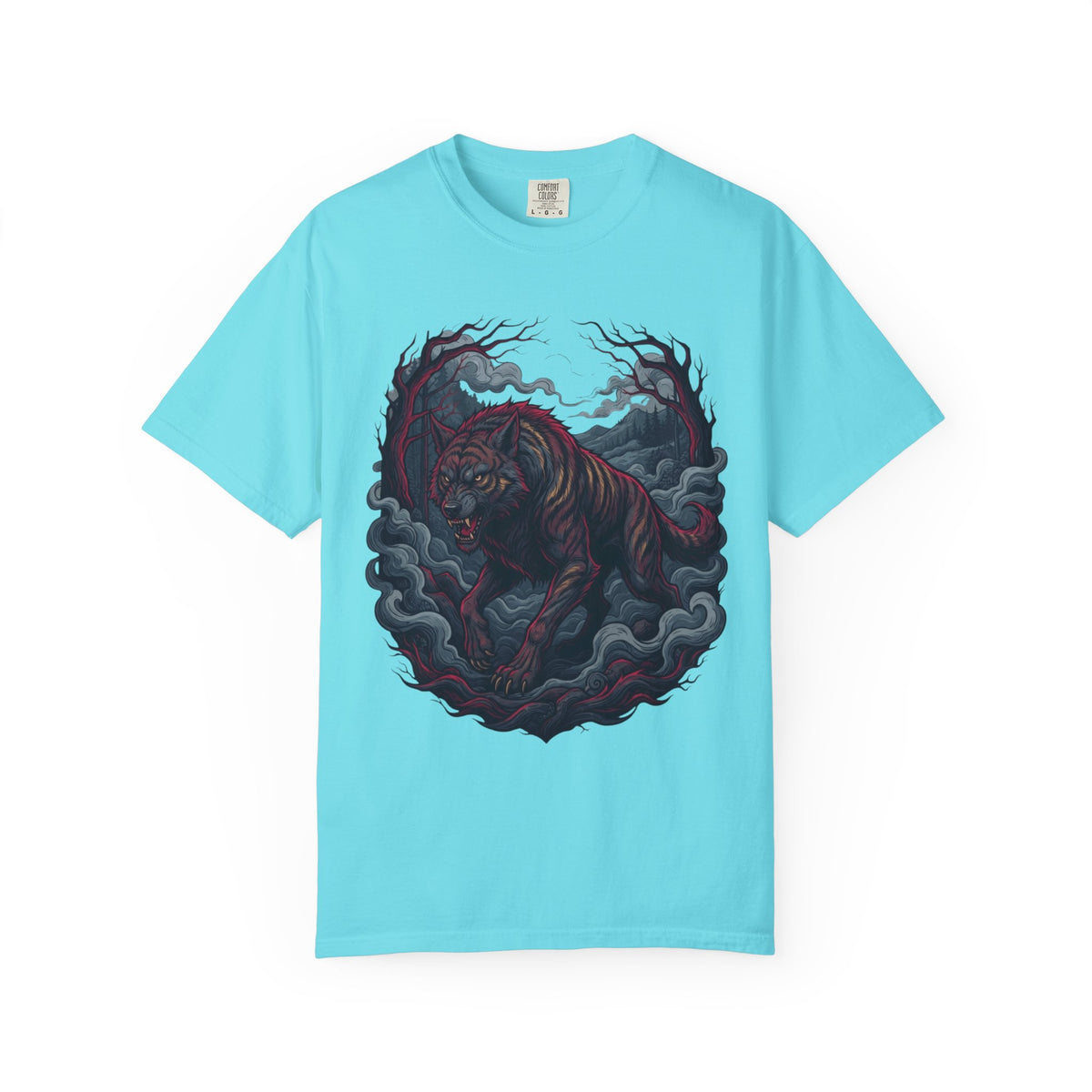 Color: Lagoon Blue | The Beast of Gévaudan (France) Unisex Garment-Dyed Tee