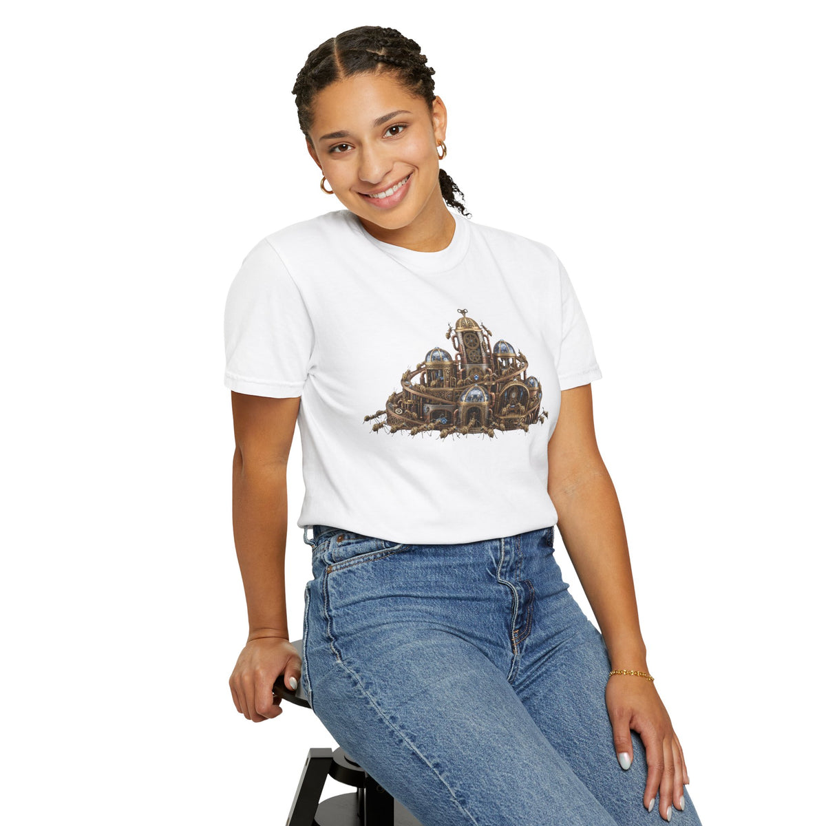 Color: White | Cyber Ants Unisex Garment-Dyed Tee