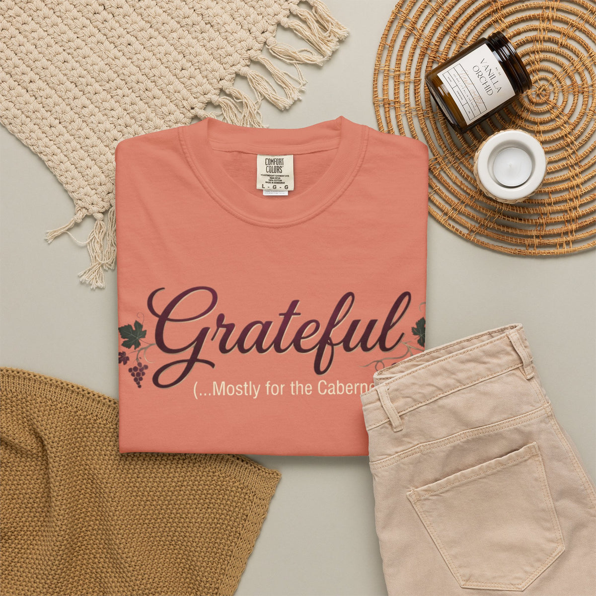 "Grateful for the Carbernet" Unisex Garment-Dyed Tee
