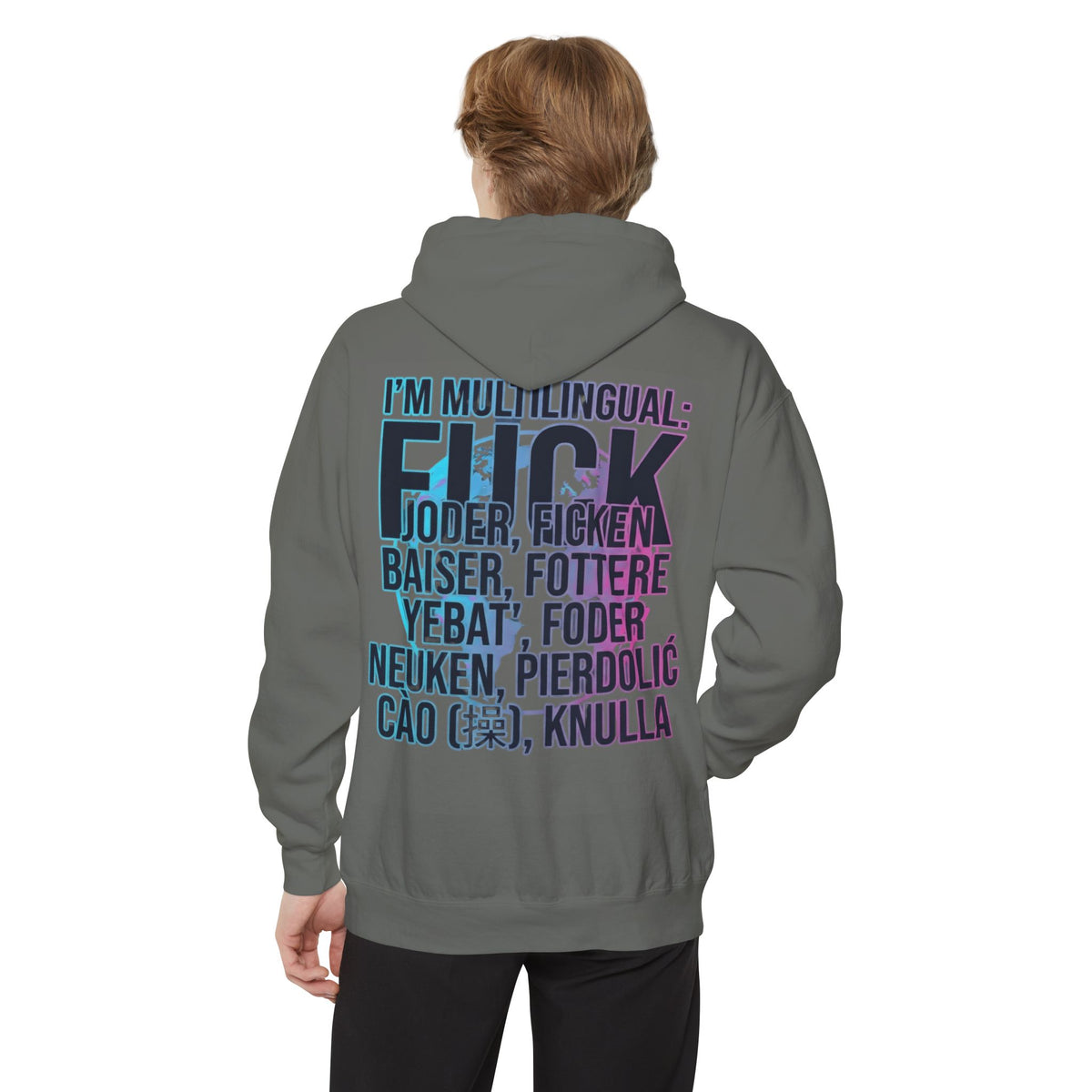 Color: Grey | I'm Multilingual Garment-Dyed Hoodie