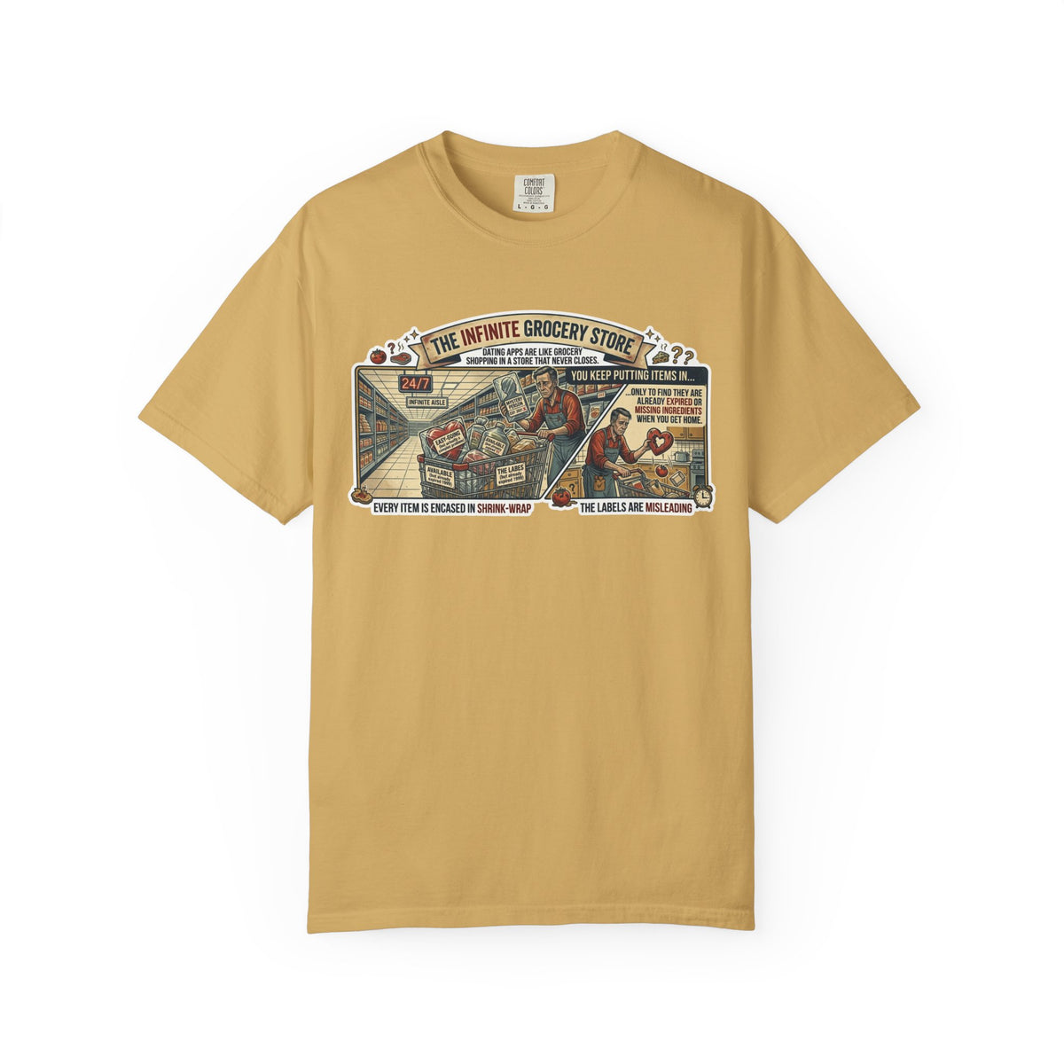 Color: Mustard | Infinite Grocery Store Unisex Garment-Dyed Tee