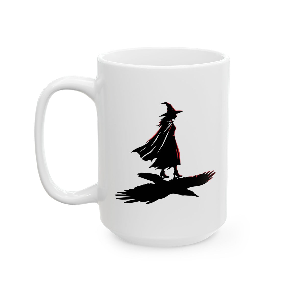 "Witch With Raven Shadow" White Ceramic Mug