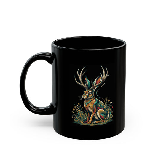 "Jackalope (American Folklore)" Black Ceramic Mug