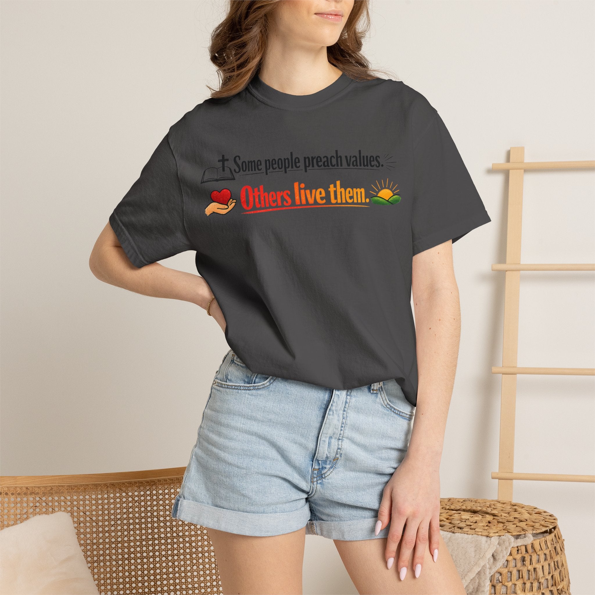 "Actions Over Sermons" Unisex Garment-Dyed T-shirt