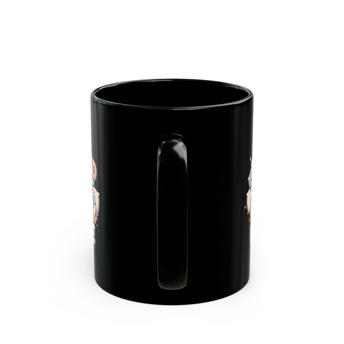 "My Bed is My Happy Place" Black Ceramic Mug