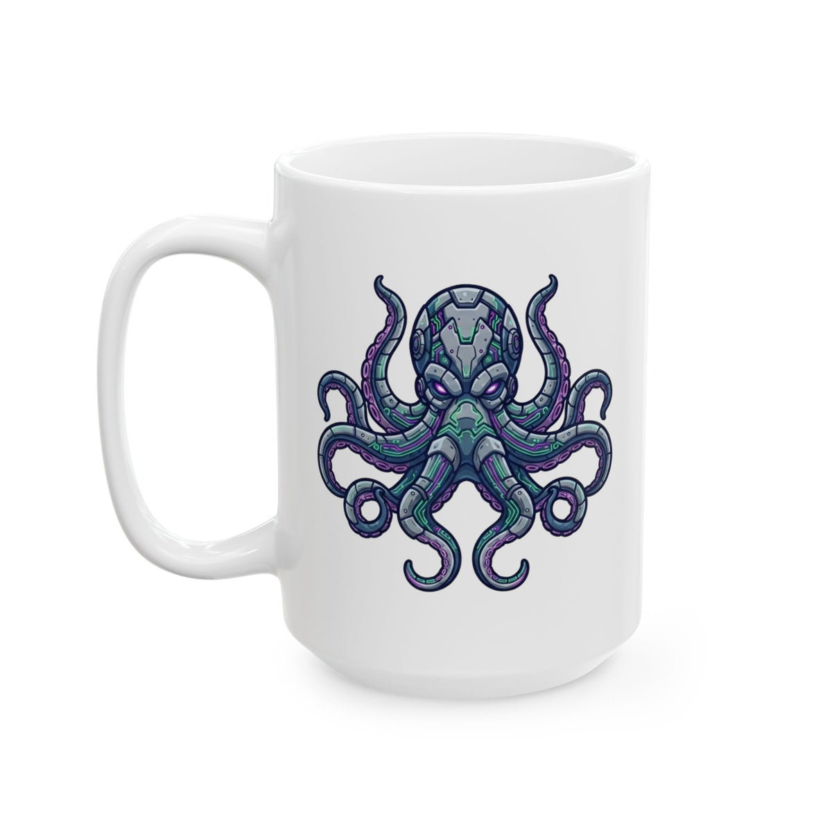 "Cyber Octopus" White Ceramic Mug