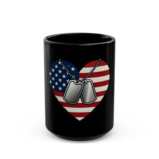 "Proud Military Mom" Black Ceramic Mug