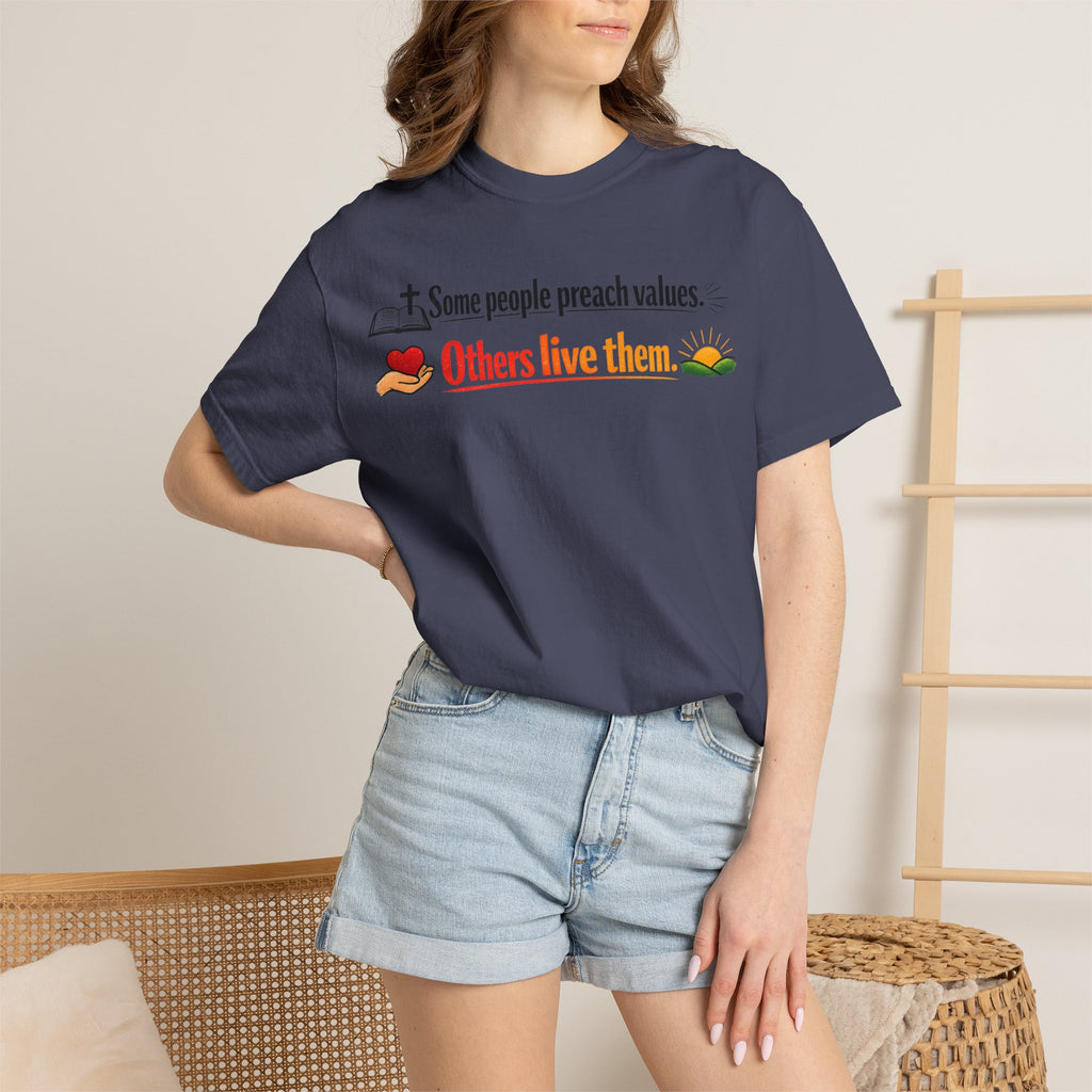"Actions Over Sermons" Unisex Garment-Dyed T-shirt