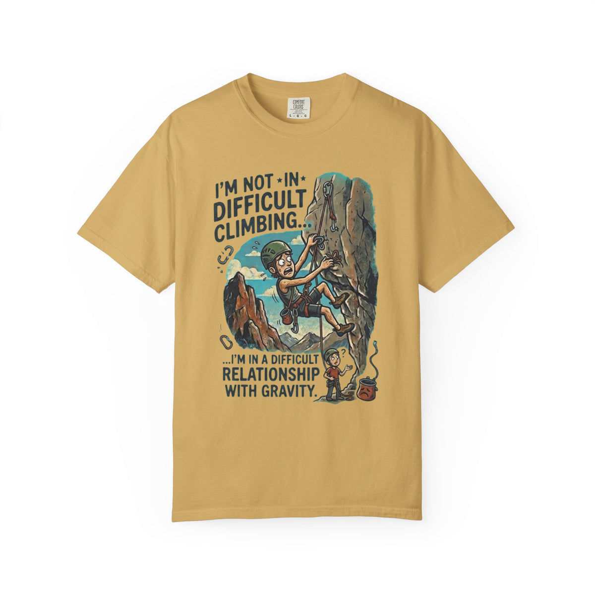 Color: Mustard | Difficult Climbing Unisex Garment-Dyed Tee