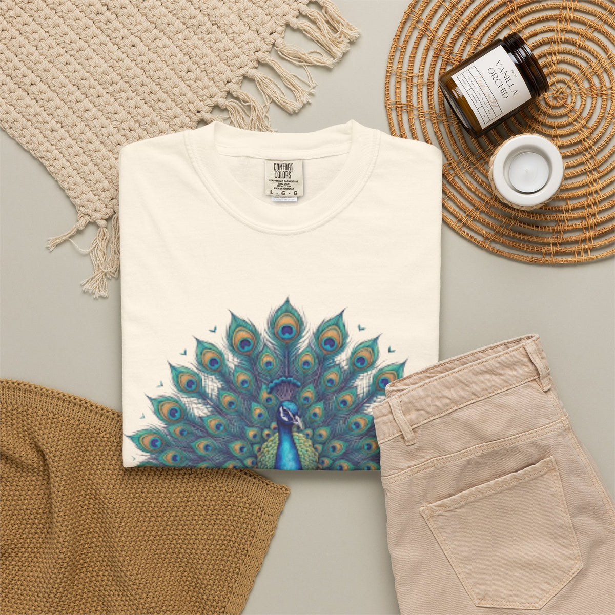 "Hippy Peacock" Unisex Garment-Dyed Tee