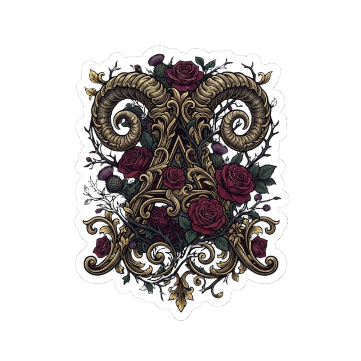 "Floral Monogram Aries" Sticker — Main