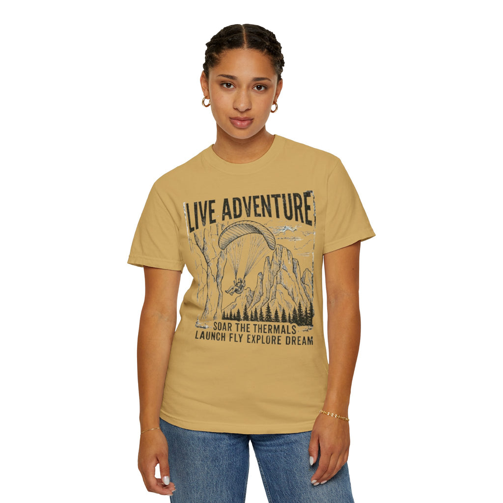 "Live Adventure - Soar the Thermals" Unisex Garment-Dyed Tee