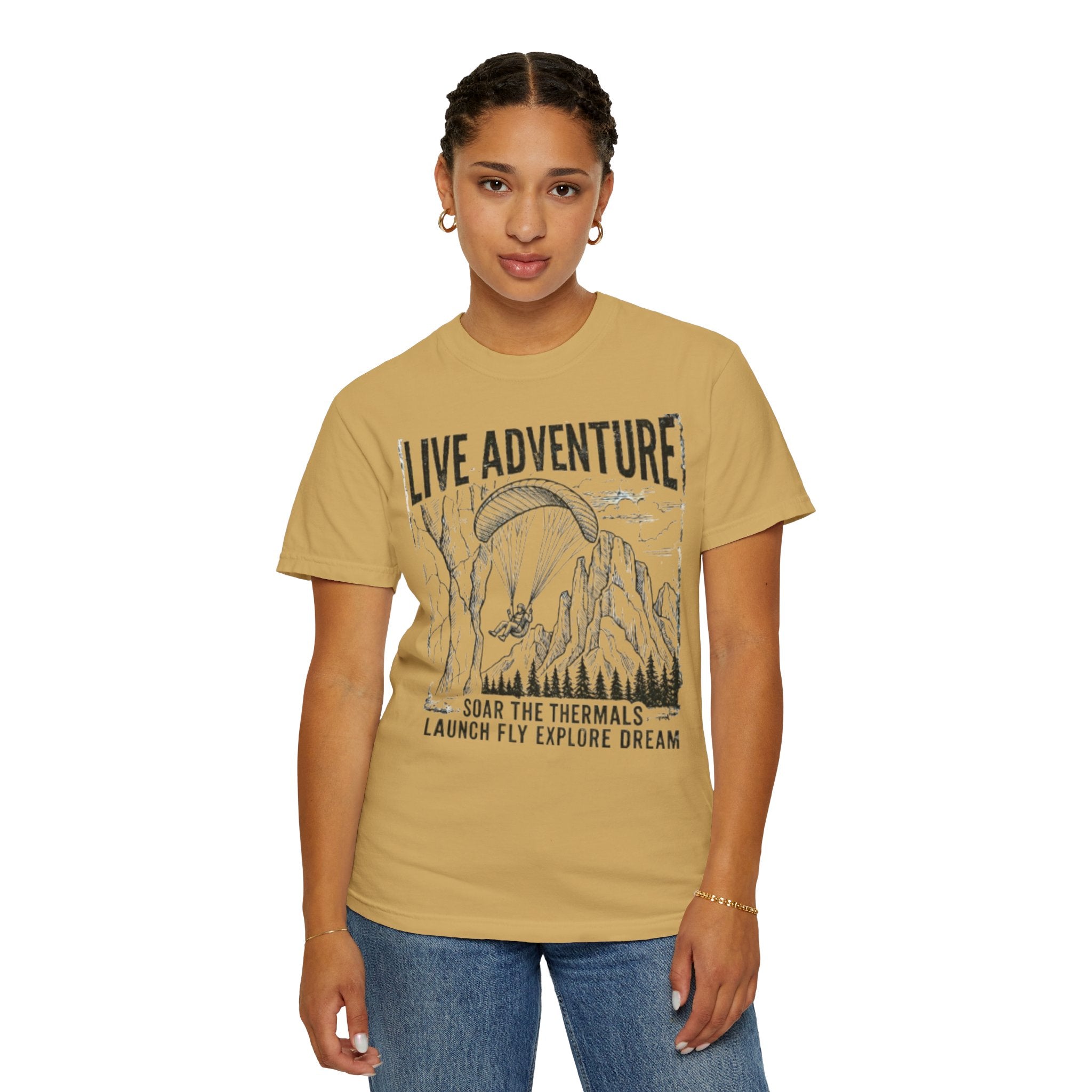 "Live Adventure - Soar the Thermals" Unisex Garment-Dyed Tee