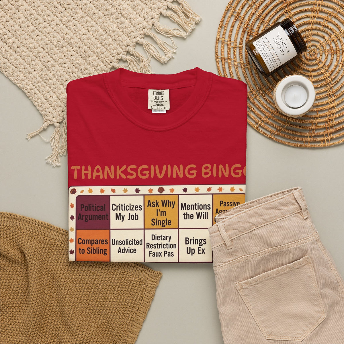 Thankgiving Bingo Unisex Garment-Dyed Tee