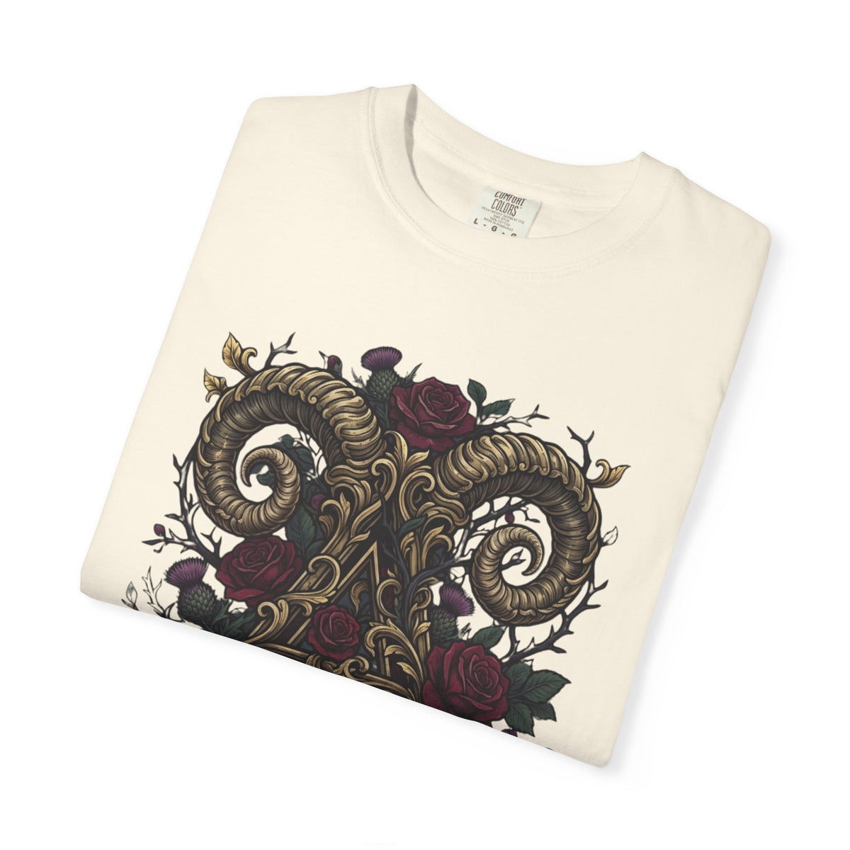 Floral Monogram Aries Unisex Garment-Dyed Tee