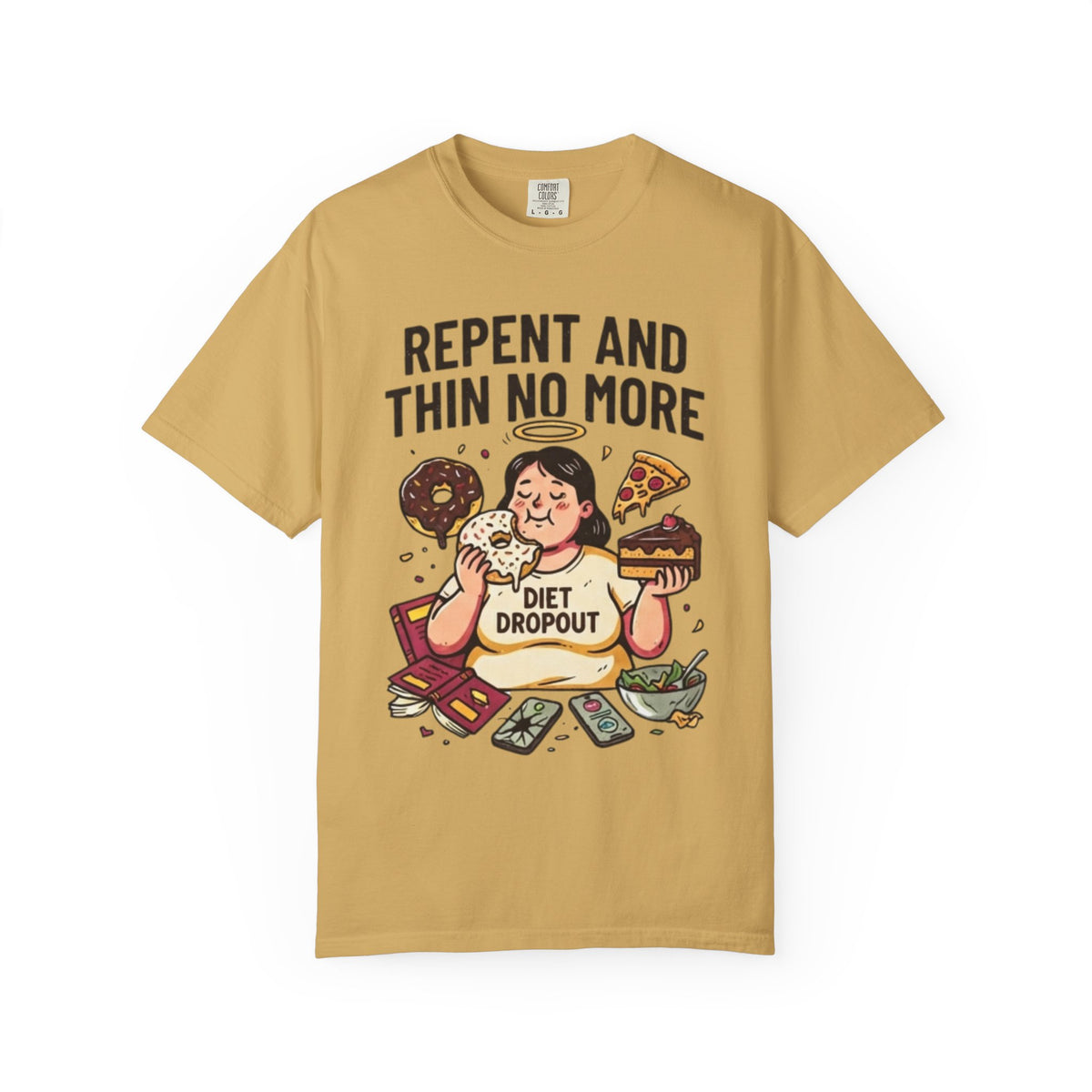 Color: Mustard | Repent and Thin No More Unisex Garment-Dyed Tee
