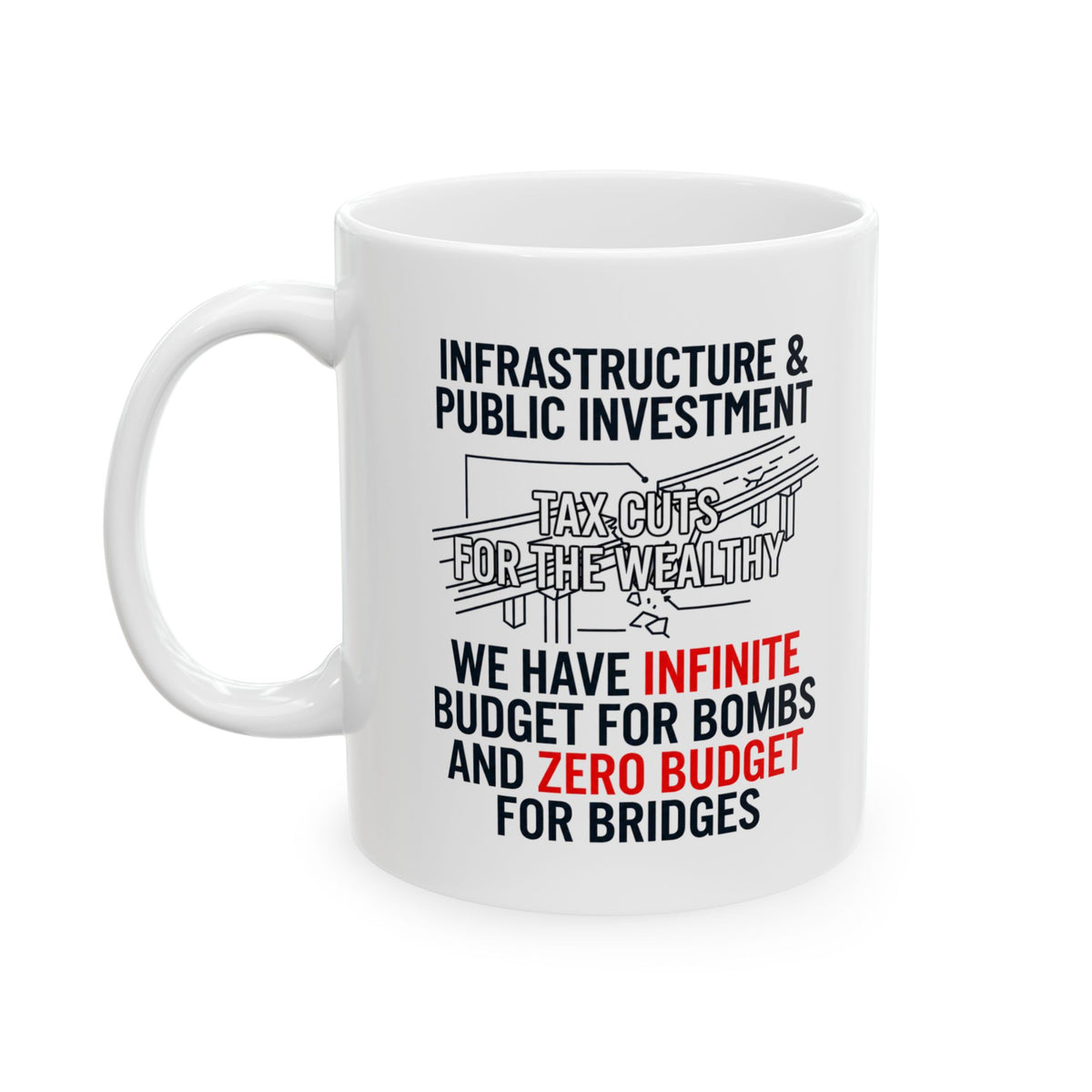 "Protest Series - Fix The Roads" White Ceramic Mug