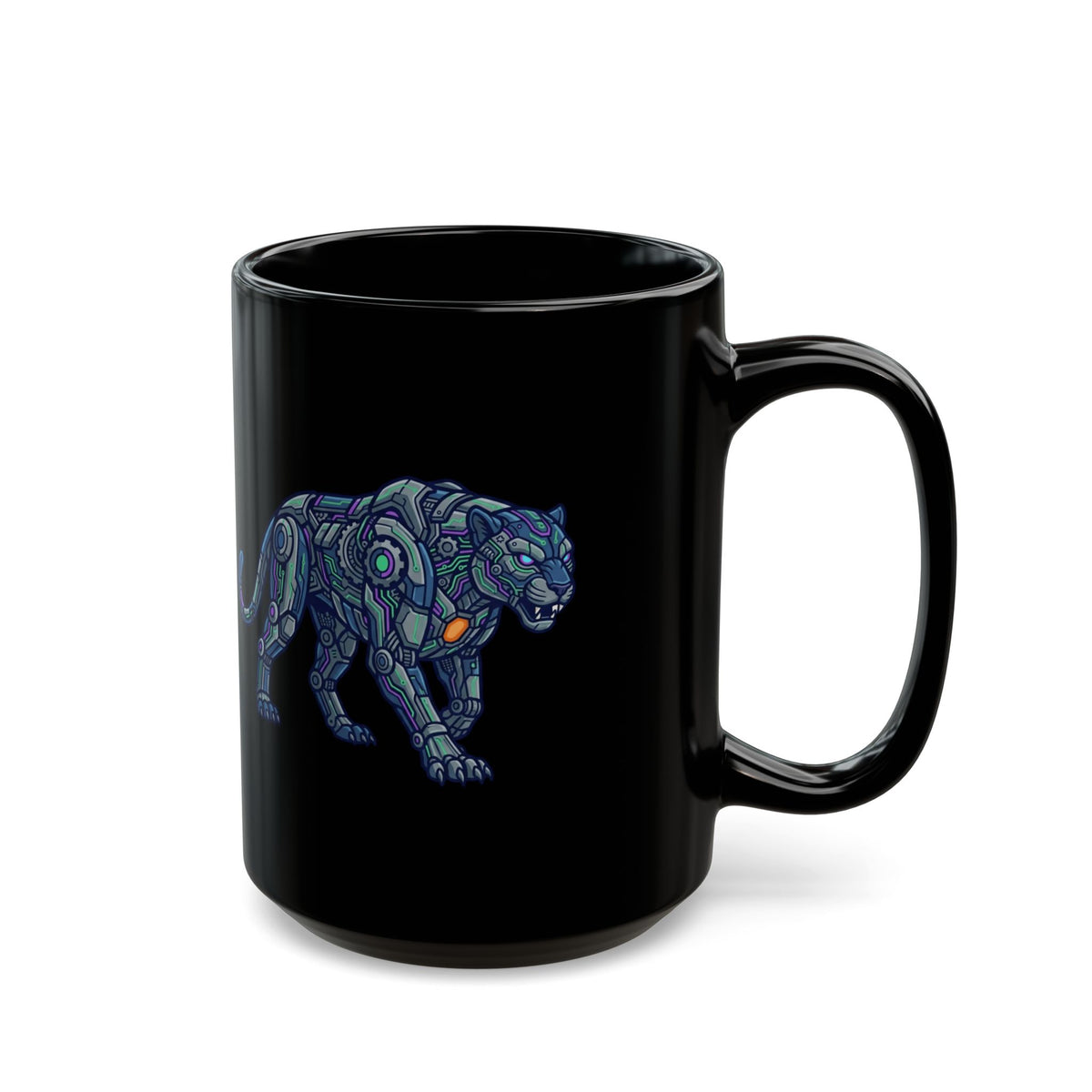 "Cyber Panther" Black Ceramic Mug