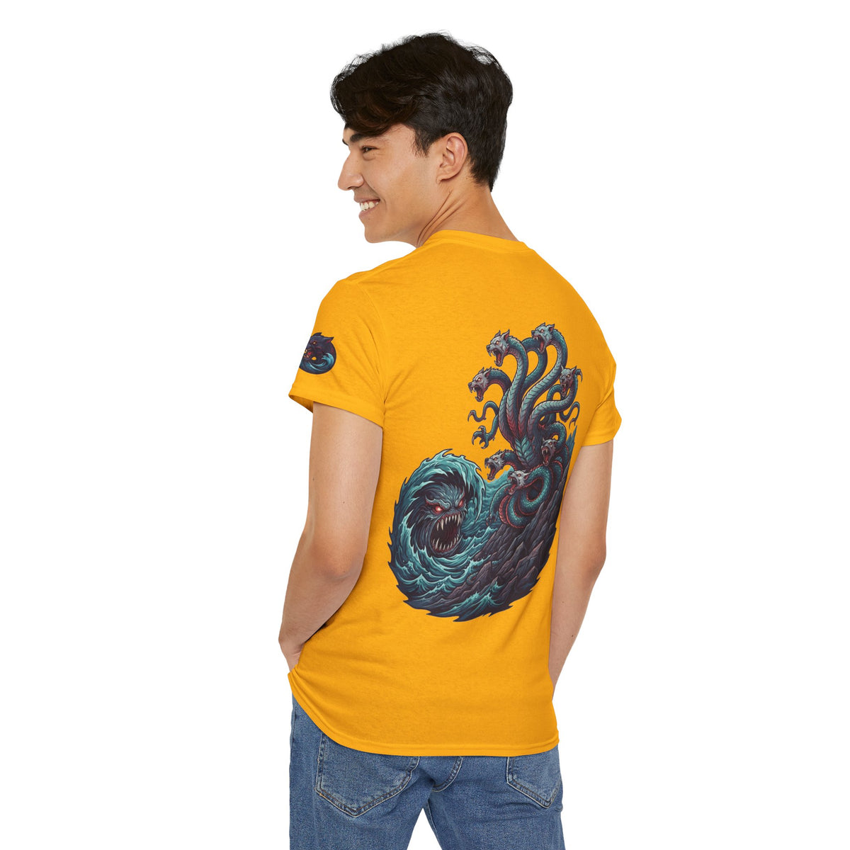 Color: Gold | Charybdis and Scylla (Greek Mythology) Premium Graphic Tee