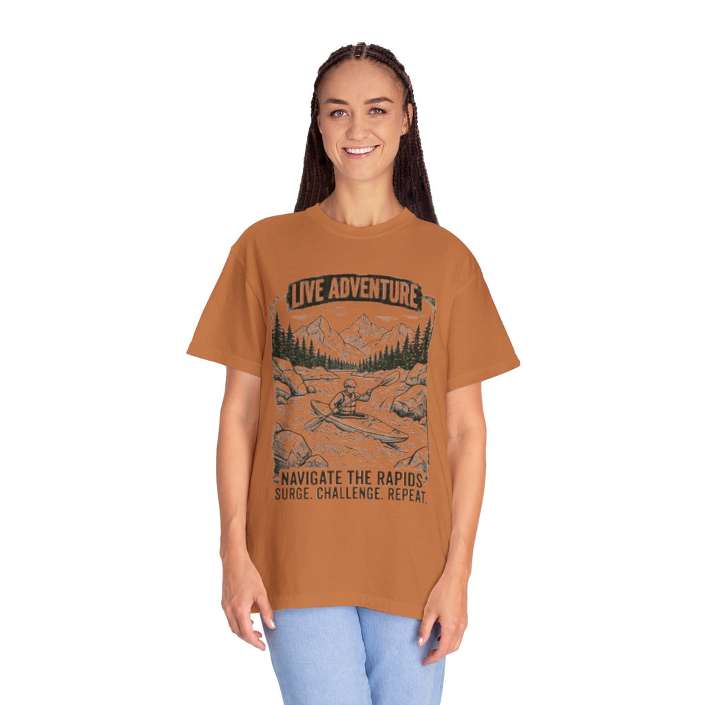 "Live Adventure - Kayak" Unisex Garment-Dyed Tee