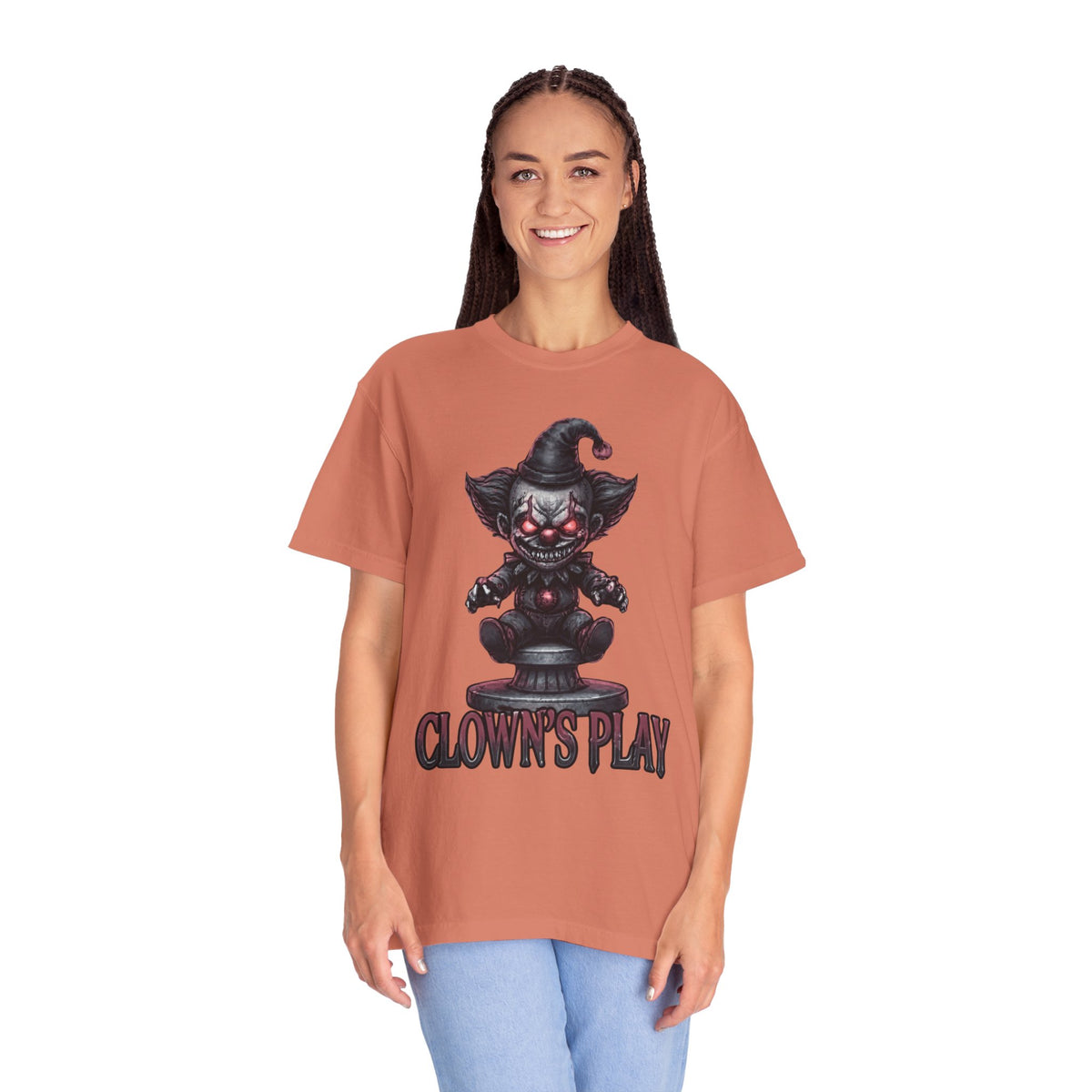 Color: Terracotta | Clown Play Unisex Garment-Dyed Tee