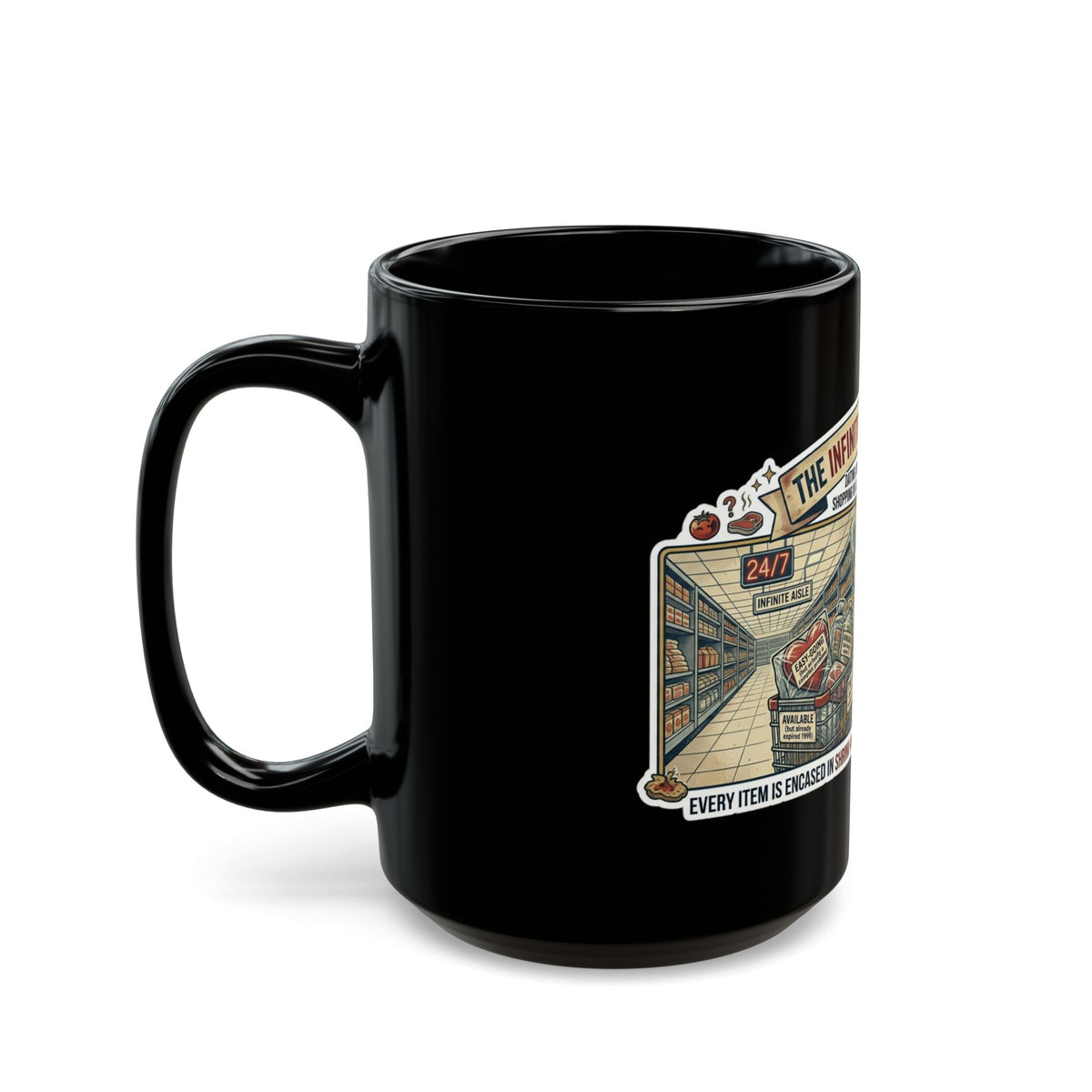 "Infinite Grocery Store" Black Ceramic Mug