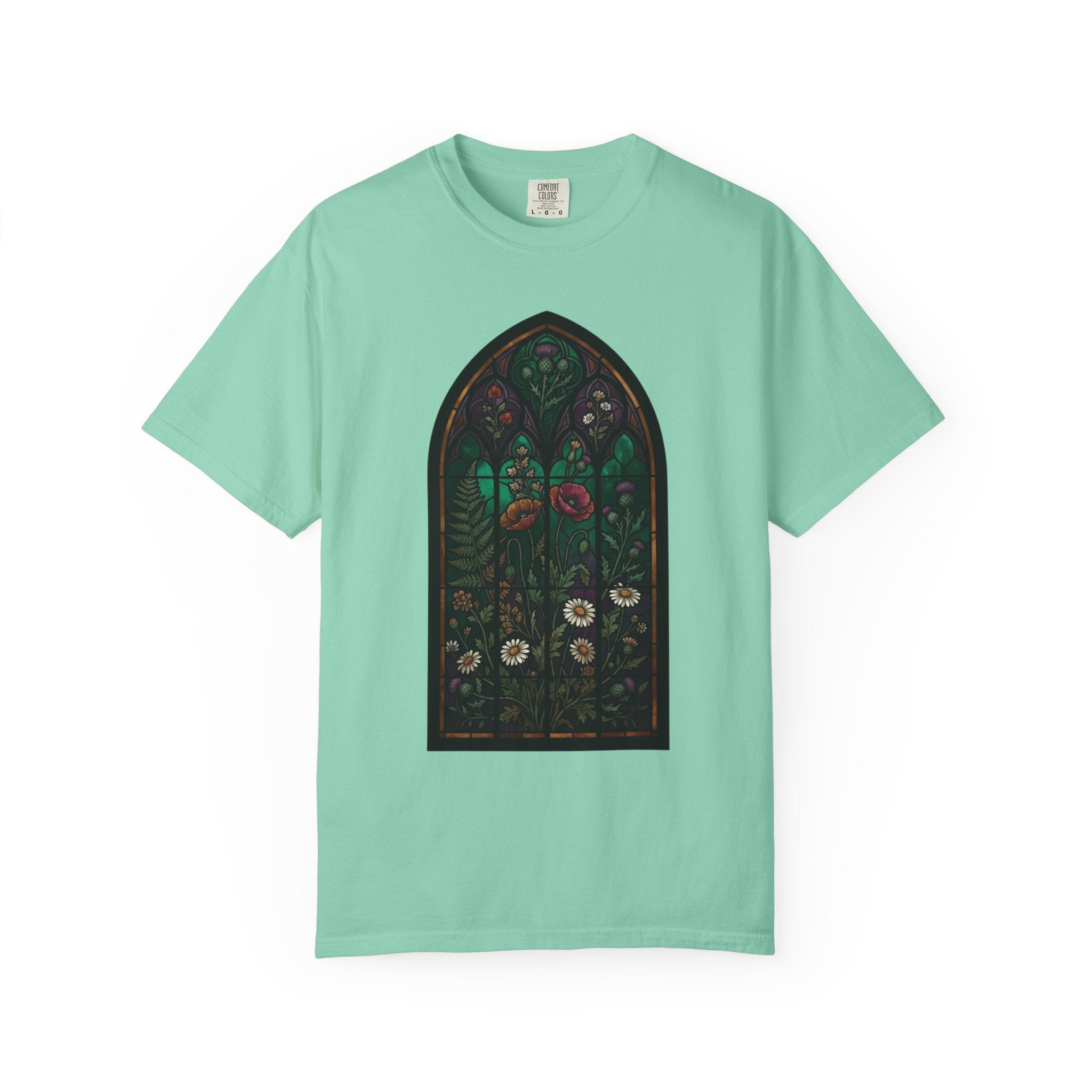 "Stained Glass Floral" Unisex Garment-Dyed Tee