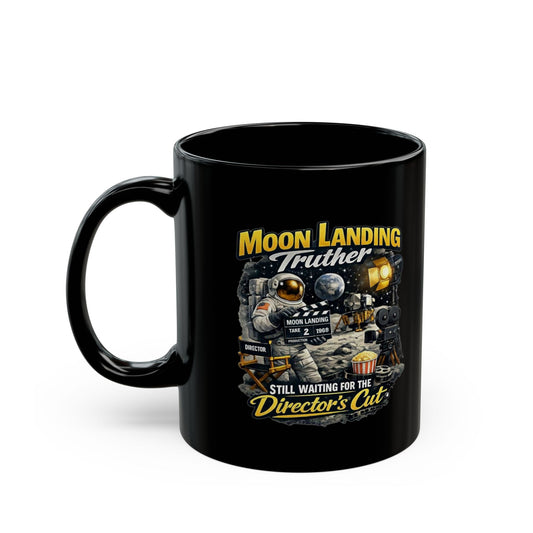 "Moon Landing Truther" Black Ceramic Mug