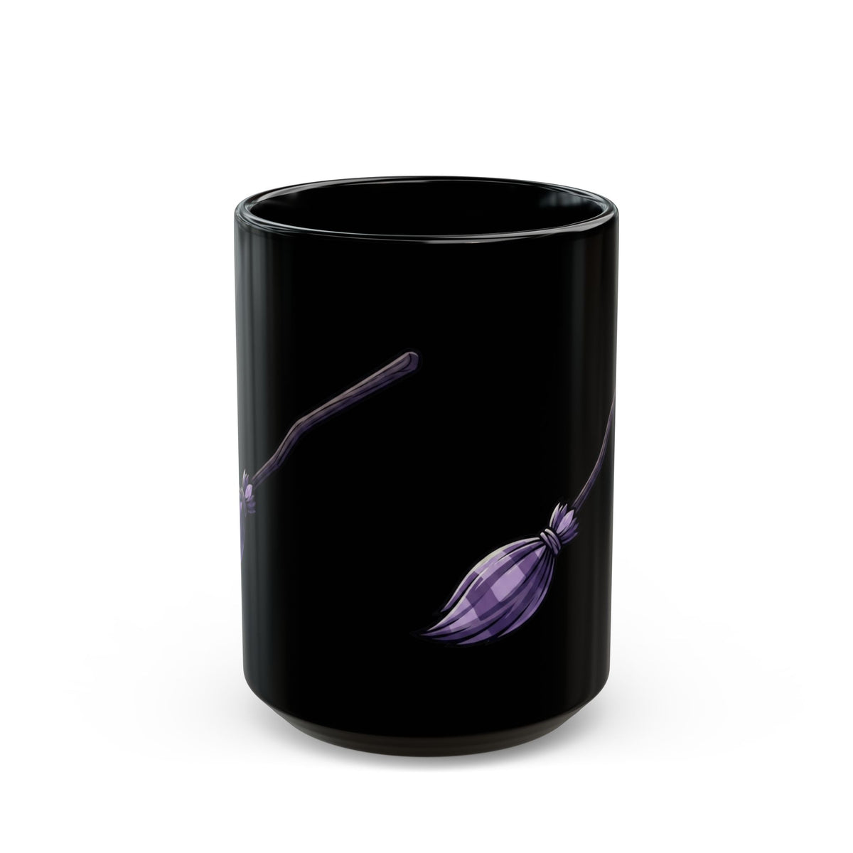 "Wanna See My Broomstick" Black Ceramic Mug — Graphic