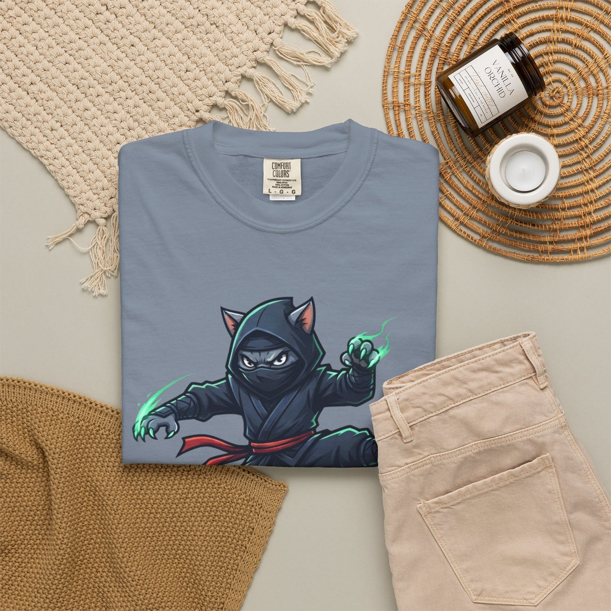 "Ninja Cat Credible" Unisex Garment-Dyed Tee