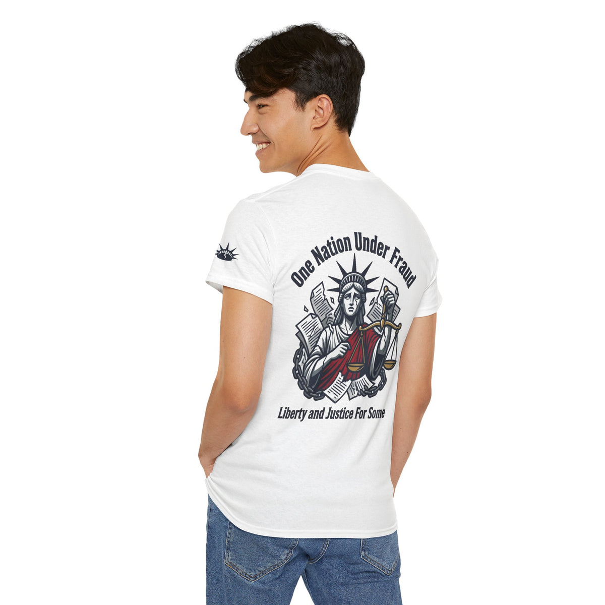 Color: White | One Nation Under Fraud Premium Graphic Tee