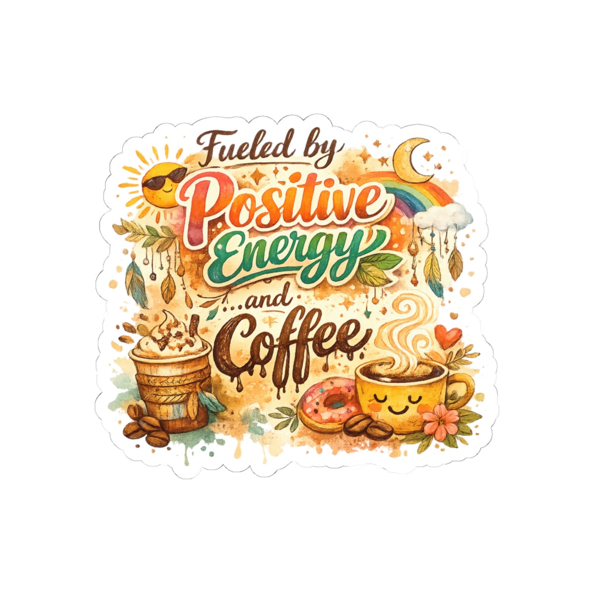 Positive Energy (It's Just Coffee) | Kiss-Cut Sticker — AttitudeShirts